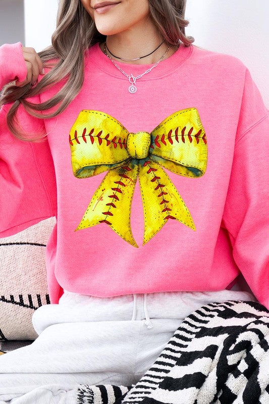 Retro Softball Bow Graphic Sweatshirt