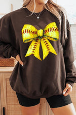 Retro Softball Bow Graphic Sweatshirt