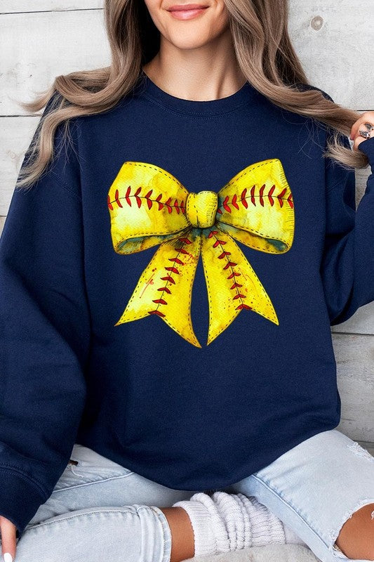 Retro Softball Bow Graphic Sweatshirt