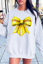 Retro Softball Bow Graphic Sweatshirt