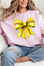 Retro Softball Bow Graphic Sweatshirt