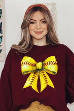 Retro Softball Bow Graphic Sweatshirt