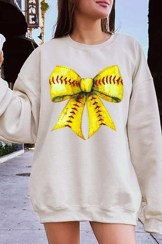 Retro Softball Bow Graphic Sweatshirt