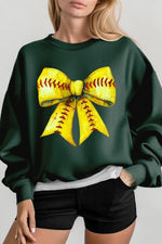 Retro Softball Bow Graphic Sweatshirt