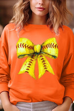 Retro Softball Bow Graphic Sweatshirt