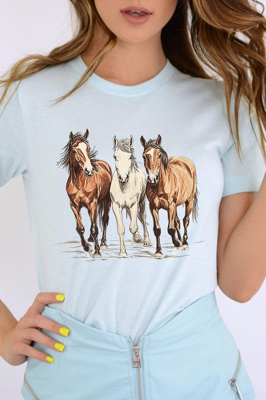 Three Horses Western Graphic Tee