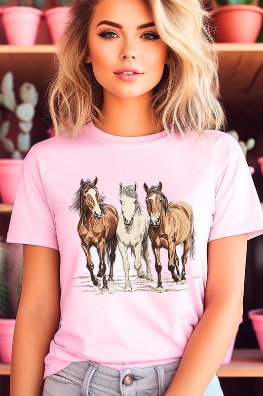 Three Horses Western Graphic Tee