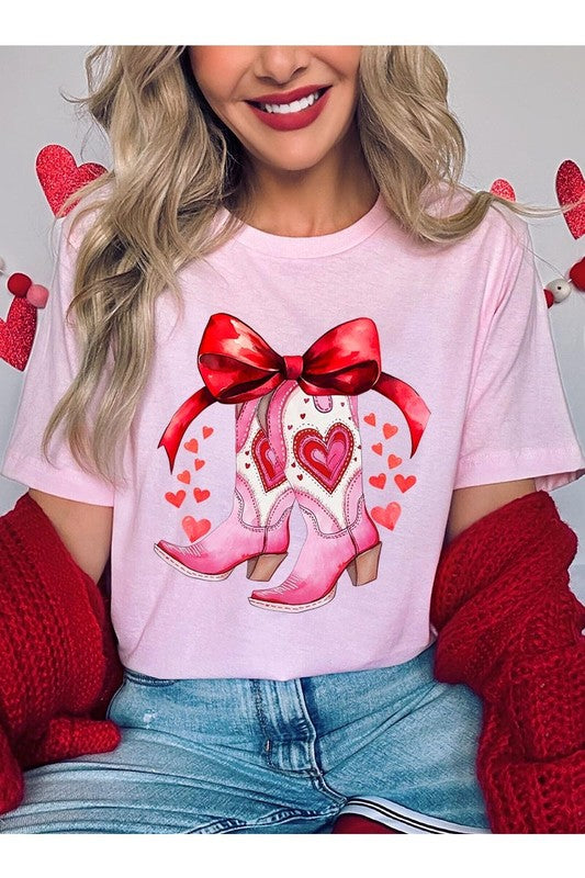 Valentine Cowgirl Boots Graphic Tee