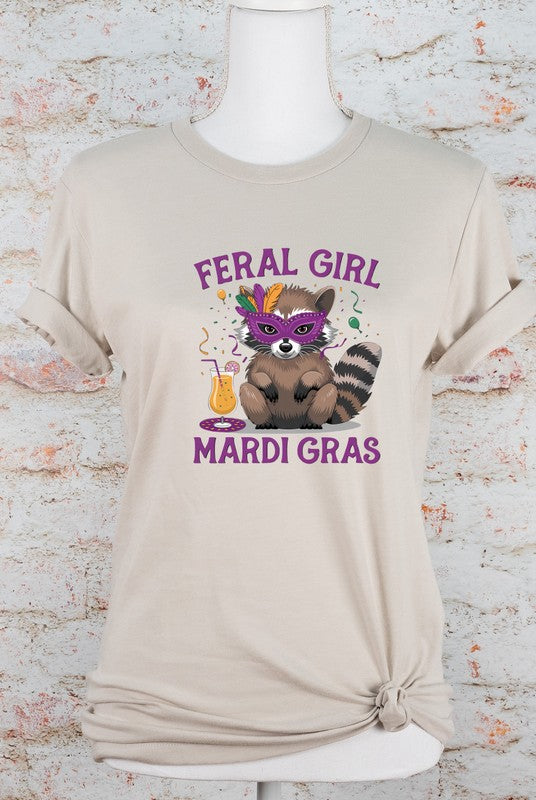 Feral Girl Mardi Gras Graphic Short Sleeve Tee