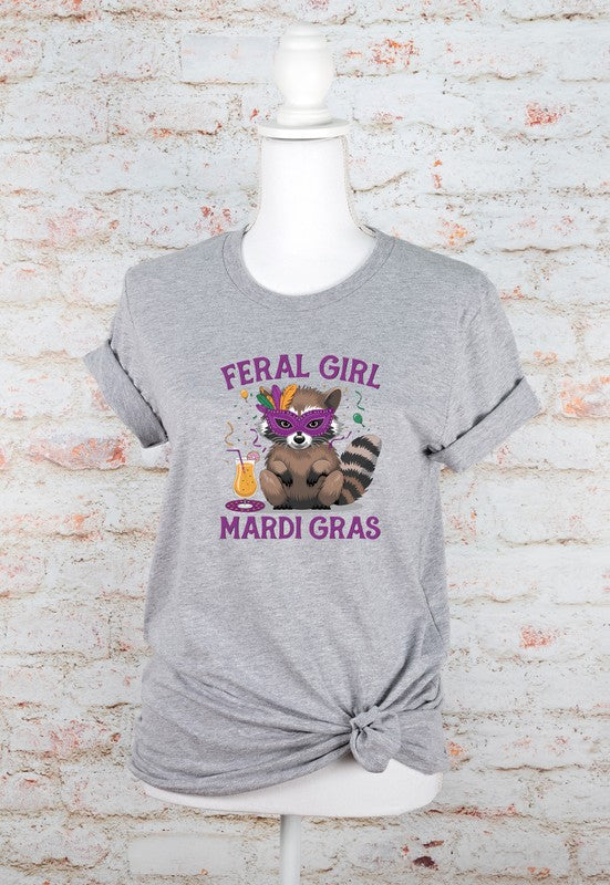 Feral Girl Mardi Gras Graphic Short Sleeve Tee