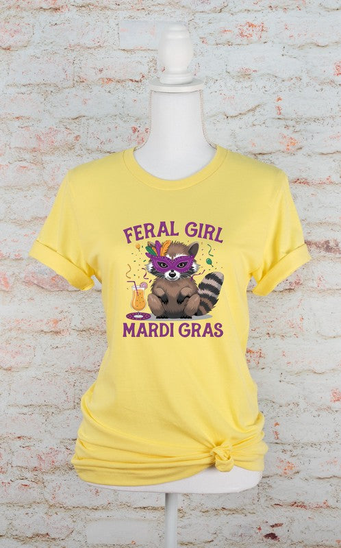 Feral Girl Mardi Gras Graphic Short Sleeve Tee