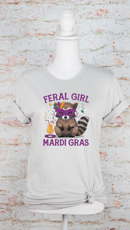 Feral Girl Mardi Gras Graphic Short Sleeve Tee