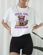 Feral Girl Mardi Gras Graphic Short Sleeve Tee