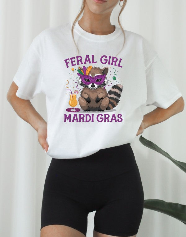 Feral Girl Mardi Gras Graphic Short Sleeve Tee