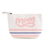 Mom Cosmetic Bag   White/Light Pink/Berry   10.25x6.75x3