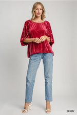 Berry Pearl Sleeve Blouse