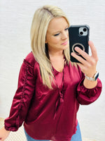 Burgundy Conference Satin Blouse