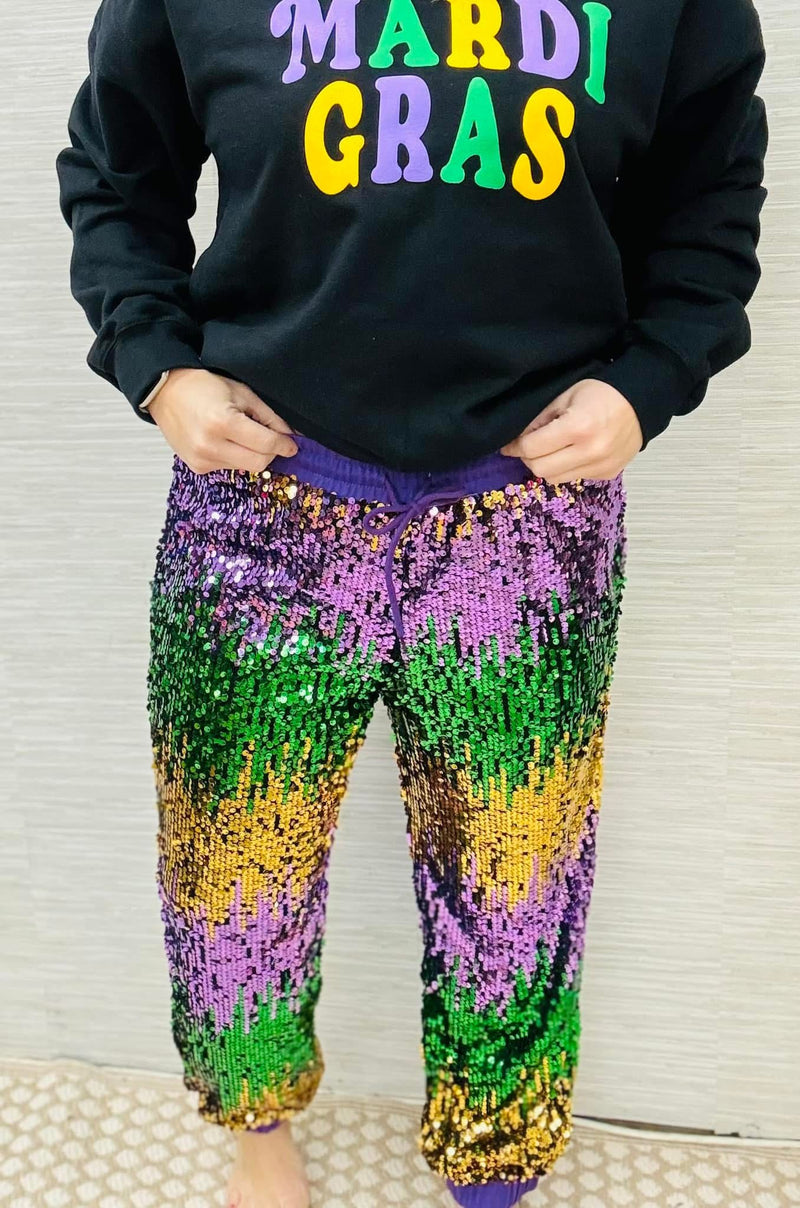 Pre Order Mardi Gras Sequin Joggers