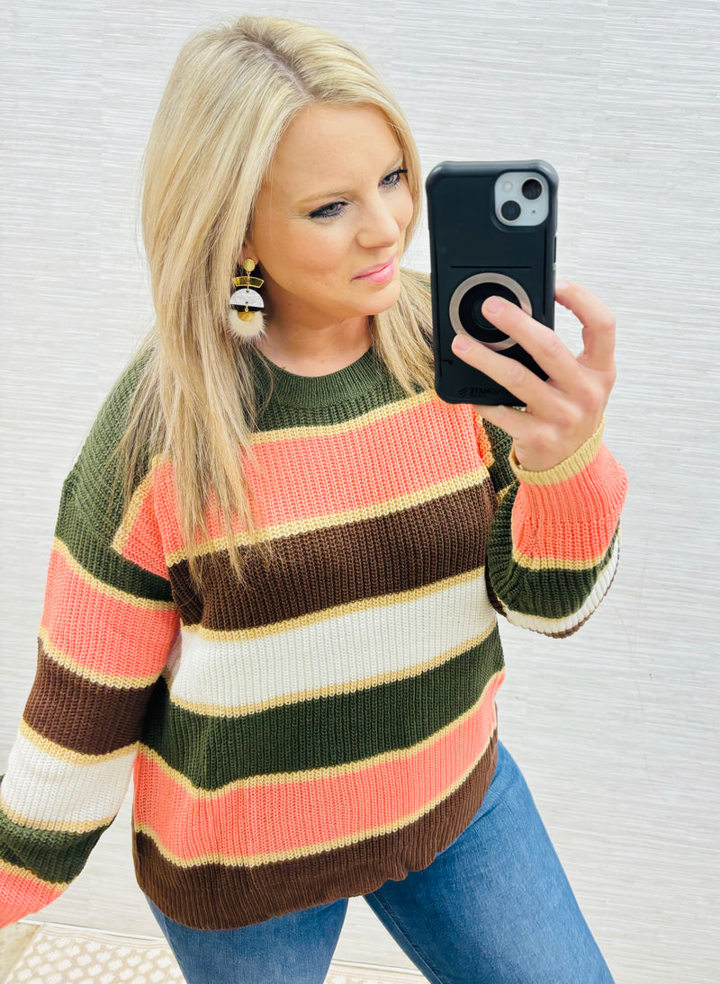 Striped Sweater Olive