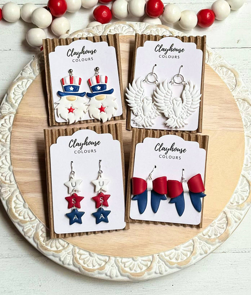 July 4th Clay Earrings  : Uncle Sam