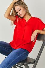 V-Neck Dolman Sleeve Solid Basic Top