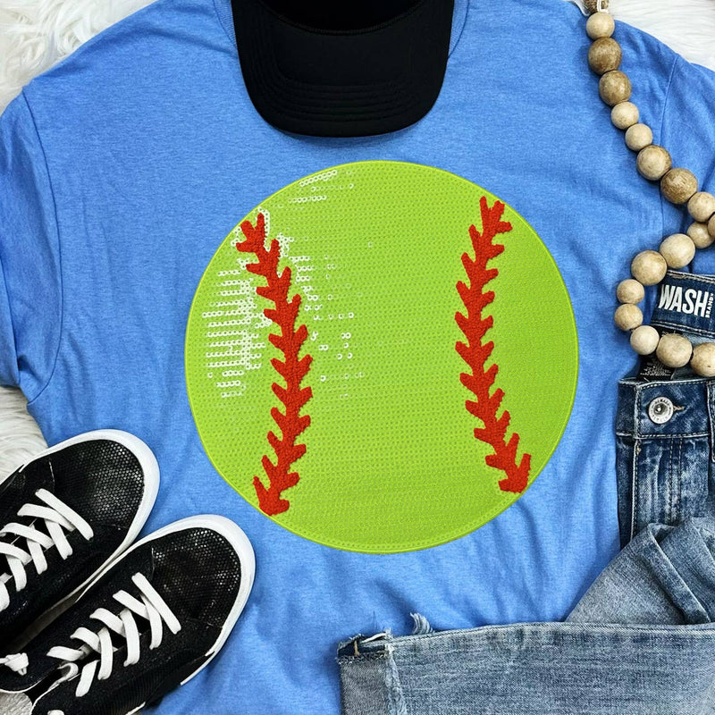 Sequin Softball Chenille Patch Everyday Tee