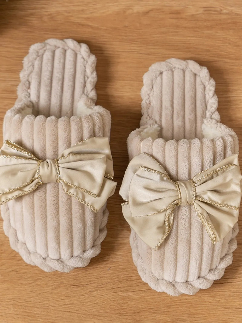 Bow Embellished Indoor Slippers