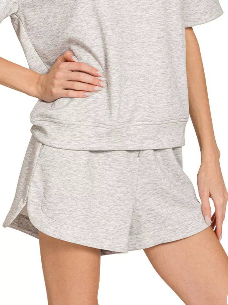 Zenana Scuba Short Sleeve Top & Shorts Set