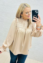 Chesnut Frilled Satin Blouse