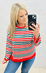 WhoVille Red & Hunter Green Sweater