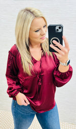 Burgundy Conference Satin Blouse