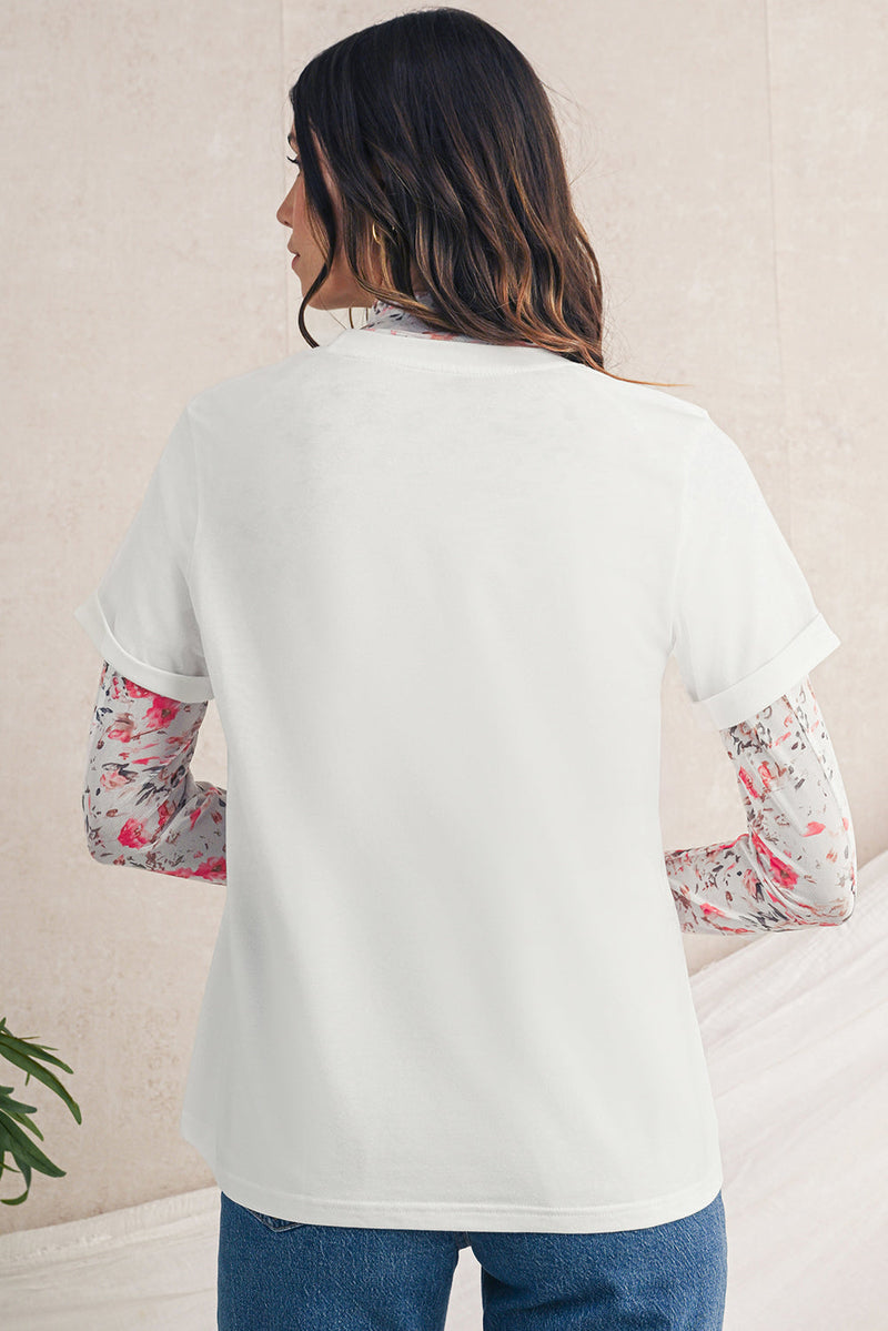 White Leopard Bowknot Graphic Crew Neck Tee