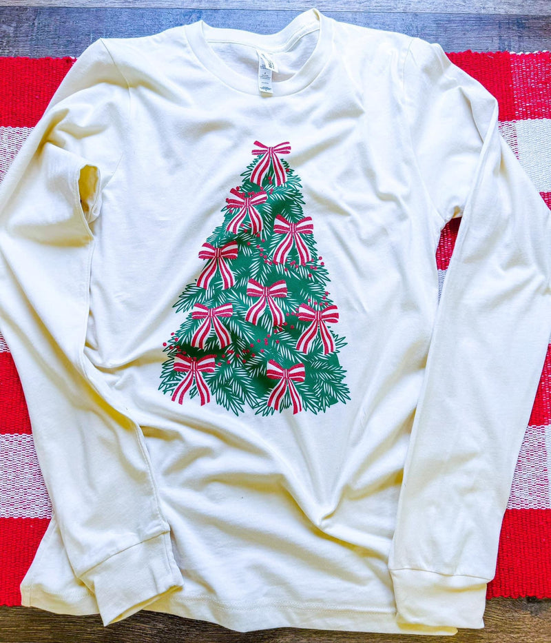 Glitter Bow Tree Long Sleeve