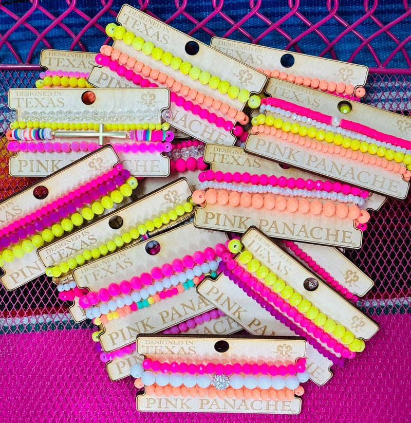 Neon mystery bracelet stack