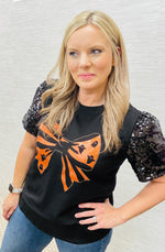 Halloween Bow Sequin Sleeve