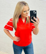 Red Gameday Ric Rac Top