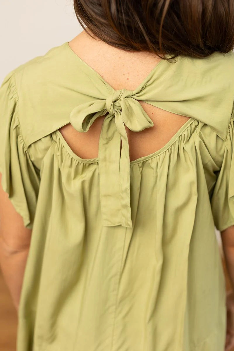 Sage Blouse W/Bow