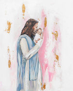 Jesus and Baby 'I Knew You' in Acrylic Gold Frame 4x6: Pink
