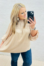 Chesnut Frilled Satin Blouse