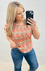 Smocked Floral Blouse