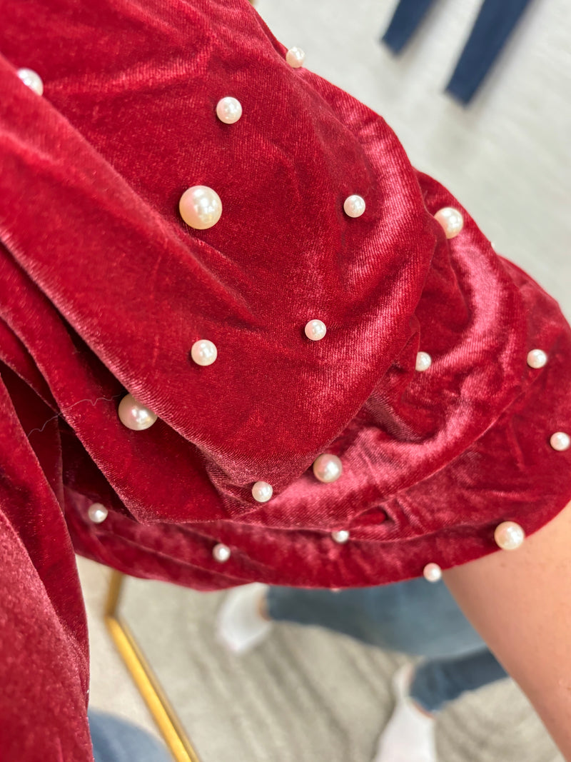 Berry Pearl Sleeve Blouse