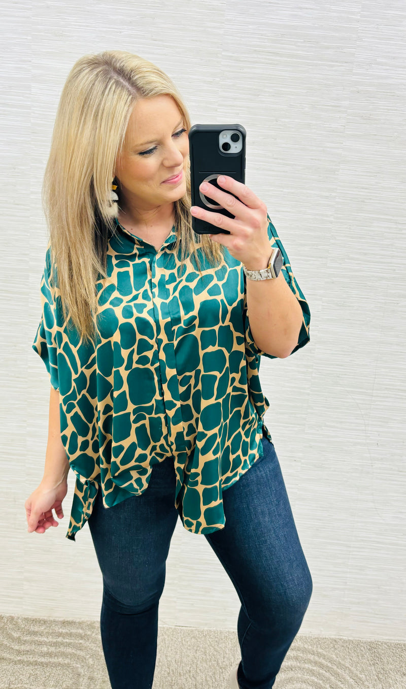 Green Taupe Mix Pattern Blouse