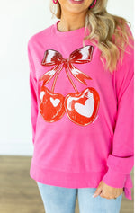 Preorder Cherry Hearts Microfleece Sweatshirt