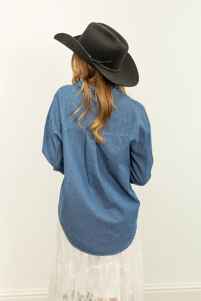 Kathryn Blue Jean Night Button Up