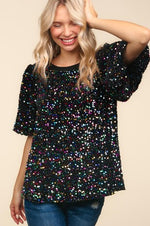 Shiny Velvet Multi Sequins Blouse