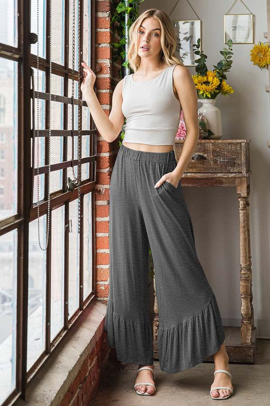 Charcoal Ruffle Bottom Crop