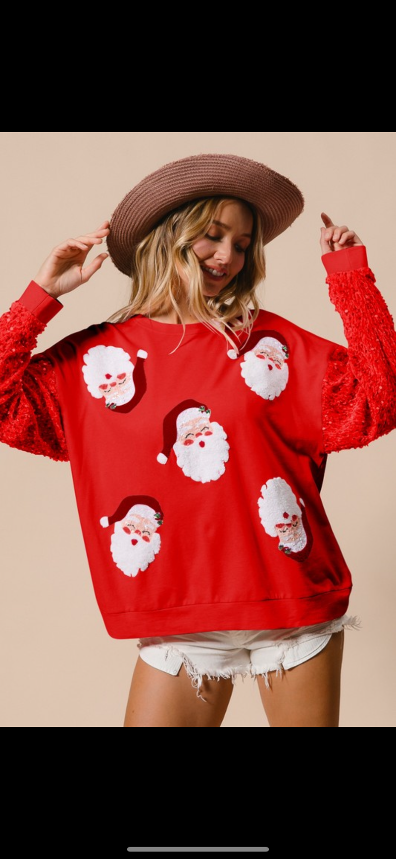 Red Holly Jolly Santa Top