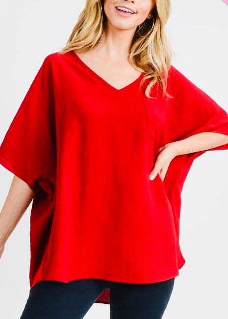 Jodie Bright Red Basic Blouse