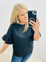 Black Rebecca Ruffle Blouse