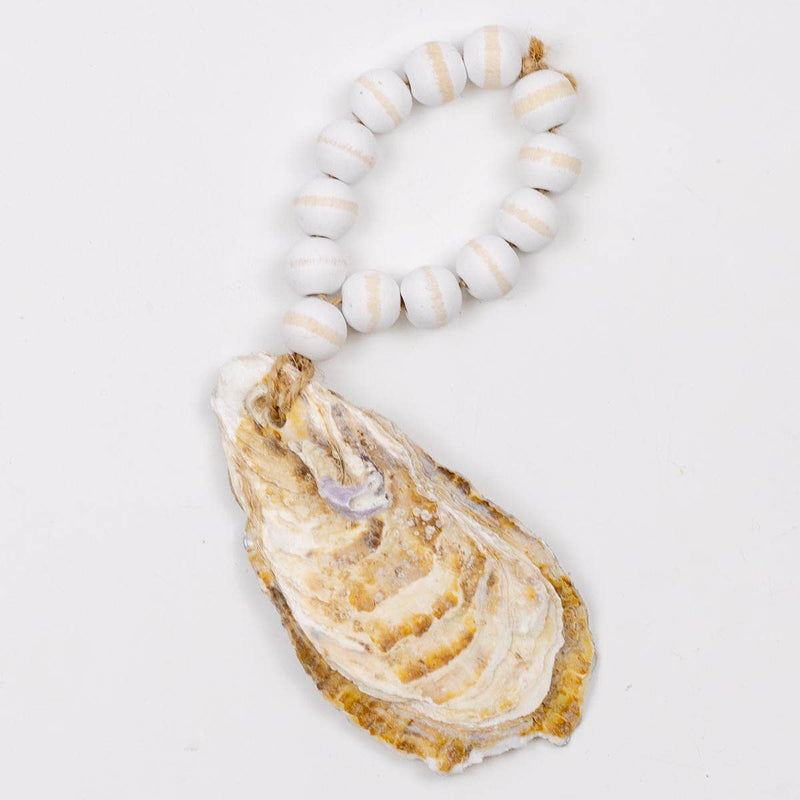 Oyster Bead Ornament   White/Silver   6.3x2x.4